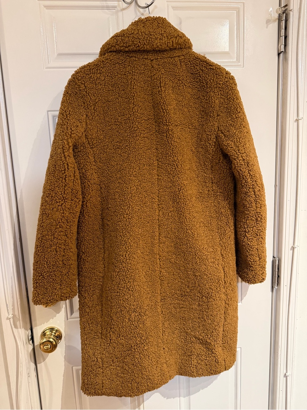 J.Crew Women’s Teddy Sherpa Coat Brown Camel Long Fleece Jacket Size Small S - Picture 3 of 4
